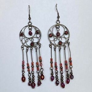 Red Wire Wrapped Dangle Earrings!